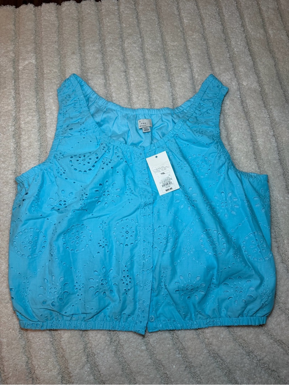 a new day Turquoise Eyelet Sleeveless Top
